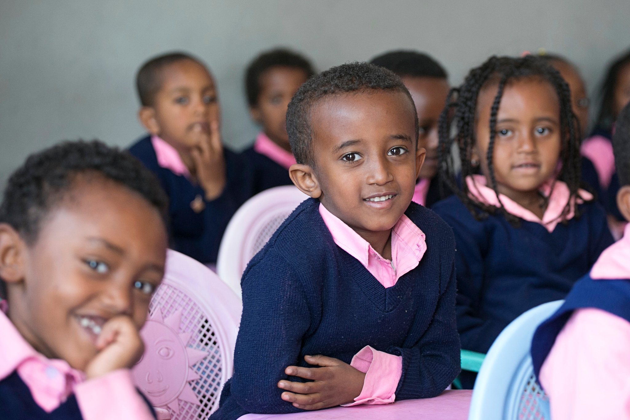 students in ethiopia smiling in class