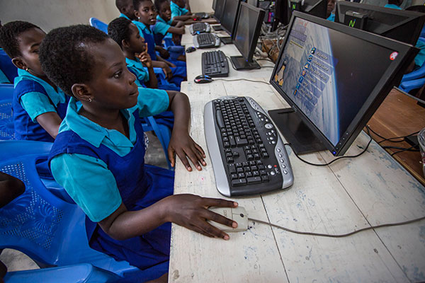 Students in computer lab, Ghana