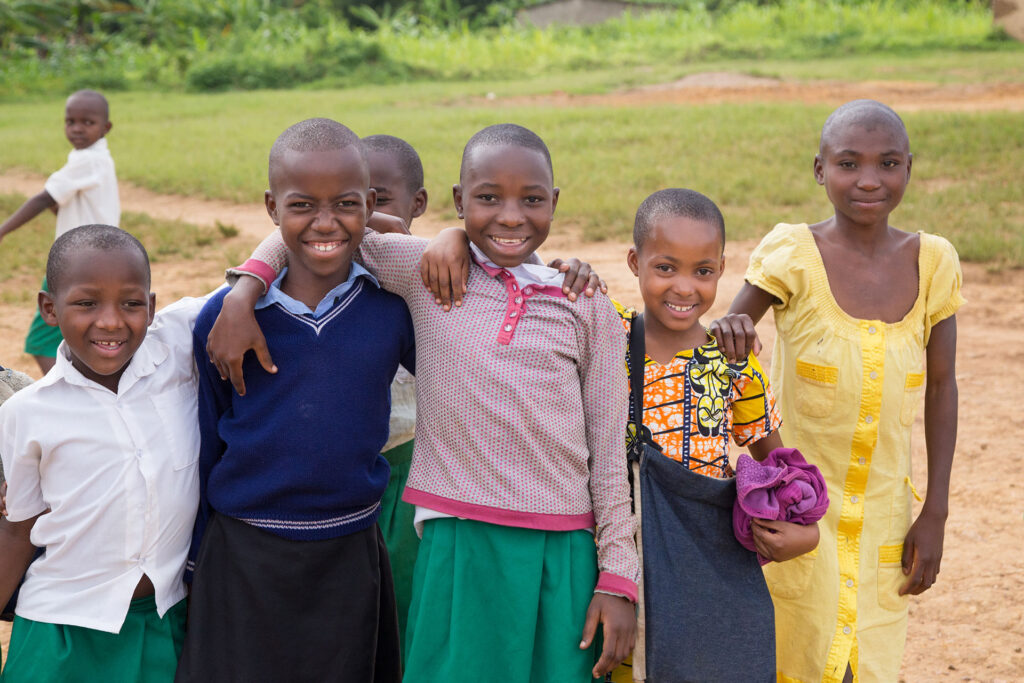 Smiling school children in Rwanda